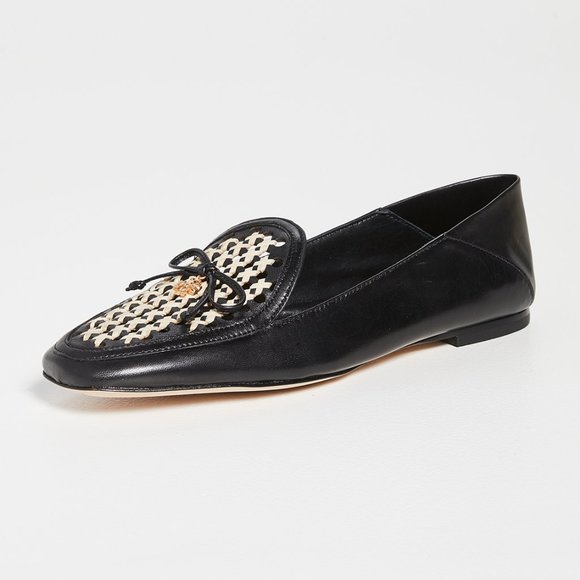 TORY BURCH * NIB $348 * CONVERTIBLE TORY CHARM WOVEN LOAFER Black Oatmeal 11 - Picture 10 of 16